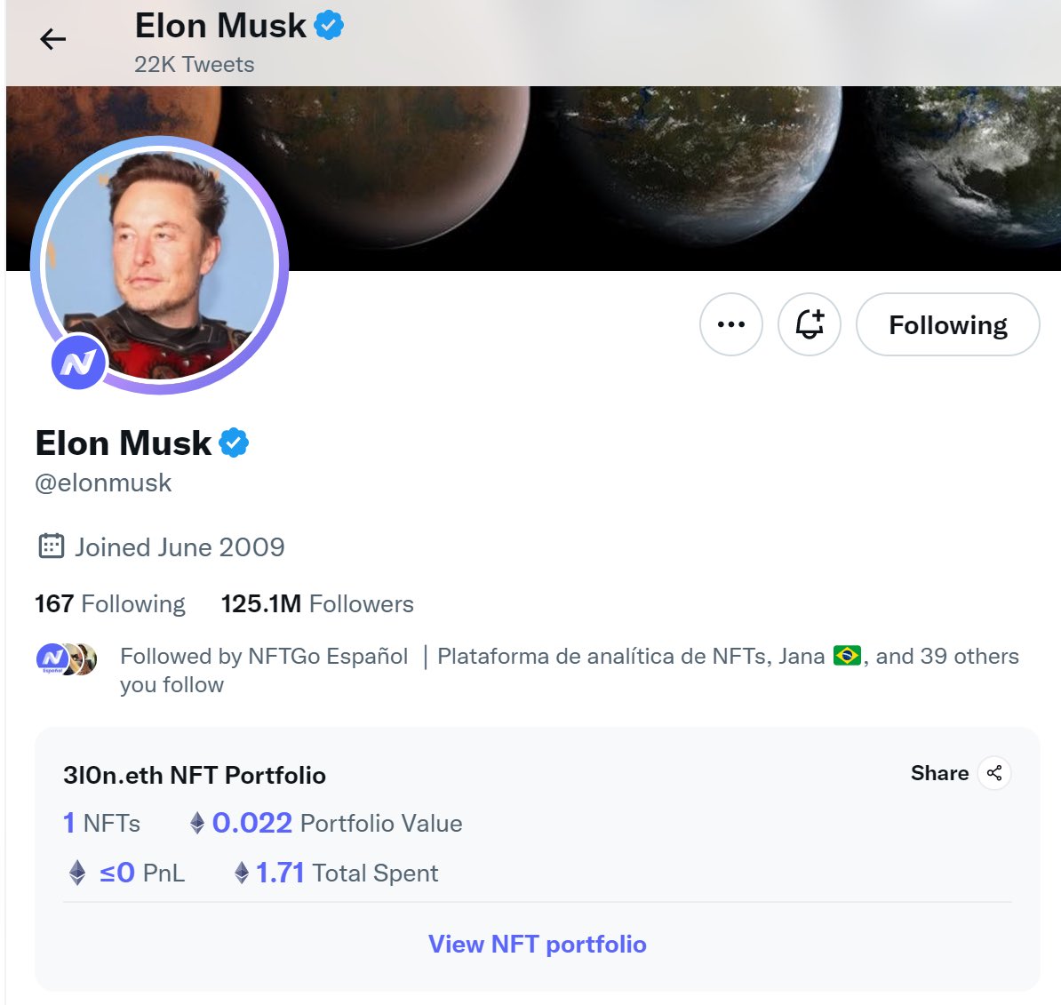 Look at this - Elon Musk only owns one NFT！
Do you want to know what's it？
Download NFTGo Twitter Extension and check out all the ownings of your followings！
bit.ly/3Gl07C7 Or
chrome.google.com/webstore/detai…