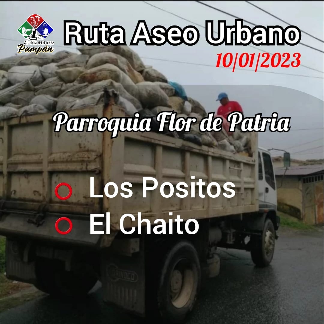 ManuelPenaA's tweet photo. #10Ene | Se le informa a toda la colectividad de nuestro municipio Pampán que el día de hoy la recolección de desechos sólidos se realiza en los sectores Los Positos y El Chaito de la parroquia Flor de Patria. 
#HumildadYTrabajo 
#AseoUrbano https://t.co/e89dfdfGnR