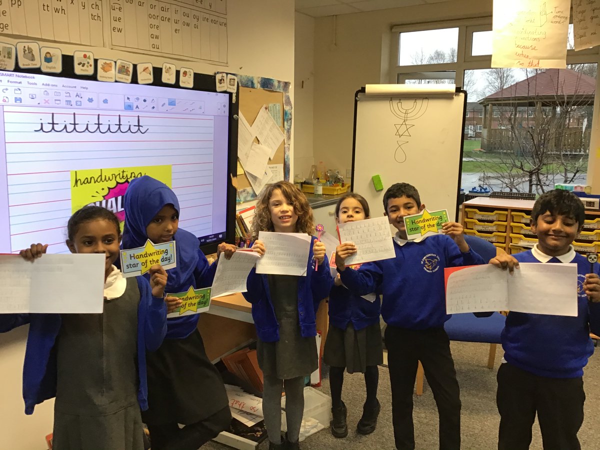 St_Chrysostoms's tweet photo. It’s Handwriting week in Year 2! Lots of children have won prizes for their super handwriting. We’re remembering to form our tall, small and tail letters correctly. https://t.co/KcmEZWZDRD