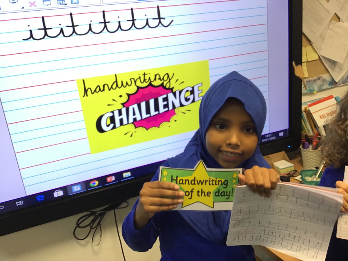 St_Chrysostoms's tweet photo. It’s Handwriting week in Year 2! Lots of children have won prizes for their super handwriting. We’re remembering to form our tall, small and tail letters correctly. https://t.co/KcmEZWZDRD