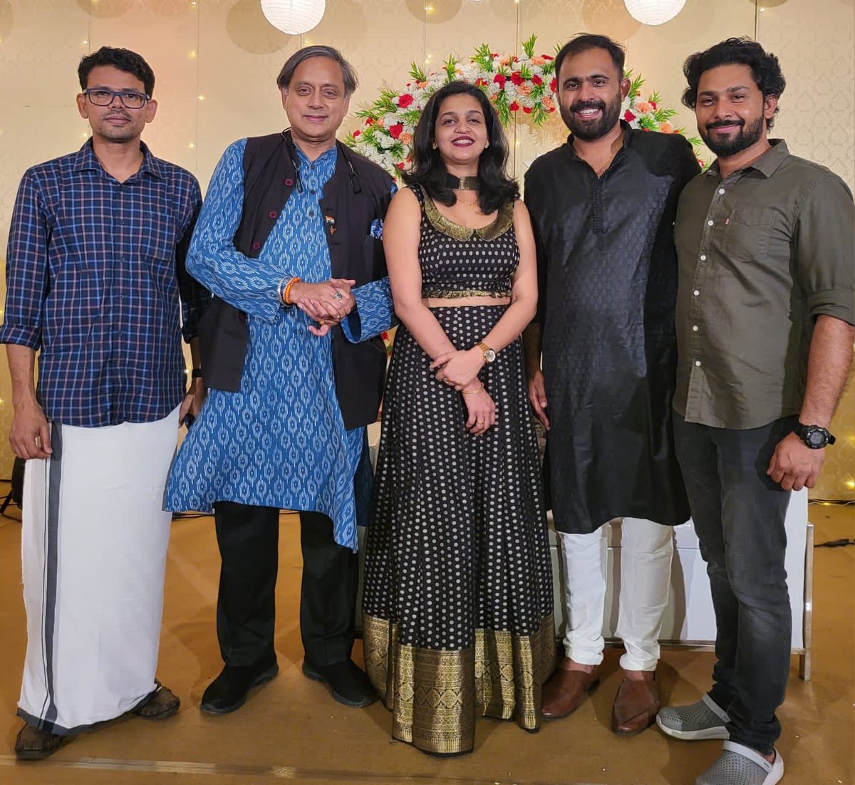 ShashiTharoor's tweet photo. Delighted to attend the wedding celebrations of my @incKerala colleague Abin Varkey, a star of @nsui &amp; @IYCKerala⁩, and Geethu in Ettumanoor last night. Wished them all happiness. https://t.co/iIeARQhdET