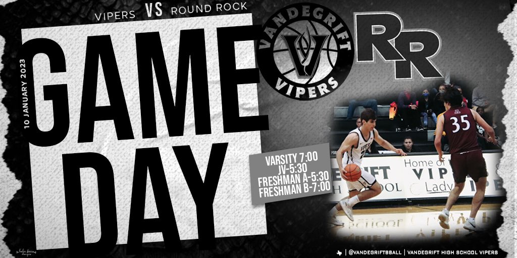 Game Day!🚨

Vipers (16-7, 2-1) welcome the Round Rock Dragons (15-7, 1-2) to the Pit tonight.

Varsity Tip-off: 7:00 pm

#Respect 

<a href="/FlxAtx/">FLX ATX</a> <a href="/ThomasJonesAAS/">Thomas Jones</a> <a href="/GASOTim/">Tim Littlefield</a> @LISD_AD