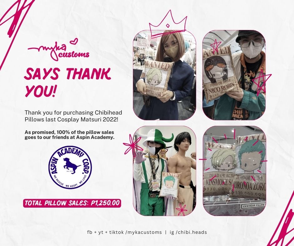 kristalynhazel's tweet photo. Hooray! Thank you to everyone who purchased my #Chibiheads Pillows last #CosplayMatsuri2022! You helped our little friends at @AcademyAspin
--
You may extend your donations directly, here:
GCASH: 09959552214
BPI: 8500014629
PAYPAL: aspinacademy@yahoo.com
xoxo
#AspinAcademy https://t.co/ouVsUmQNrL