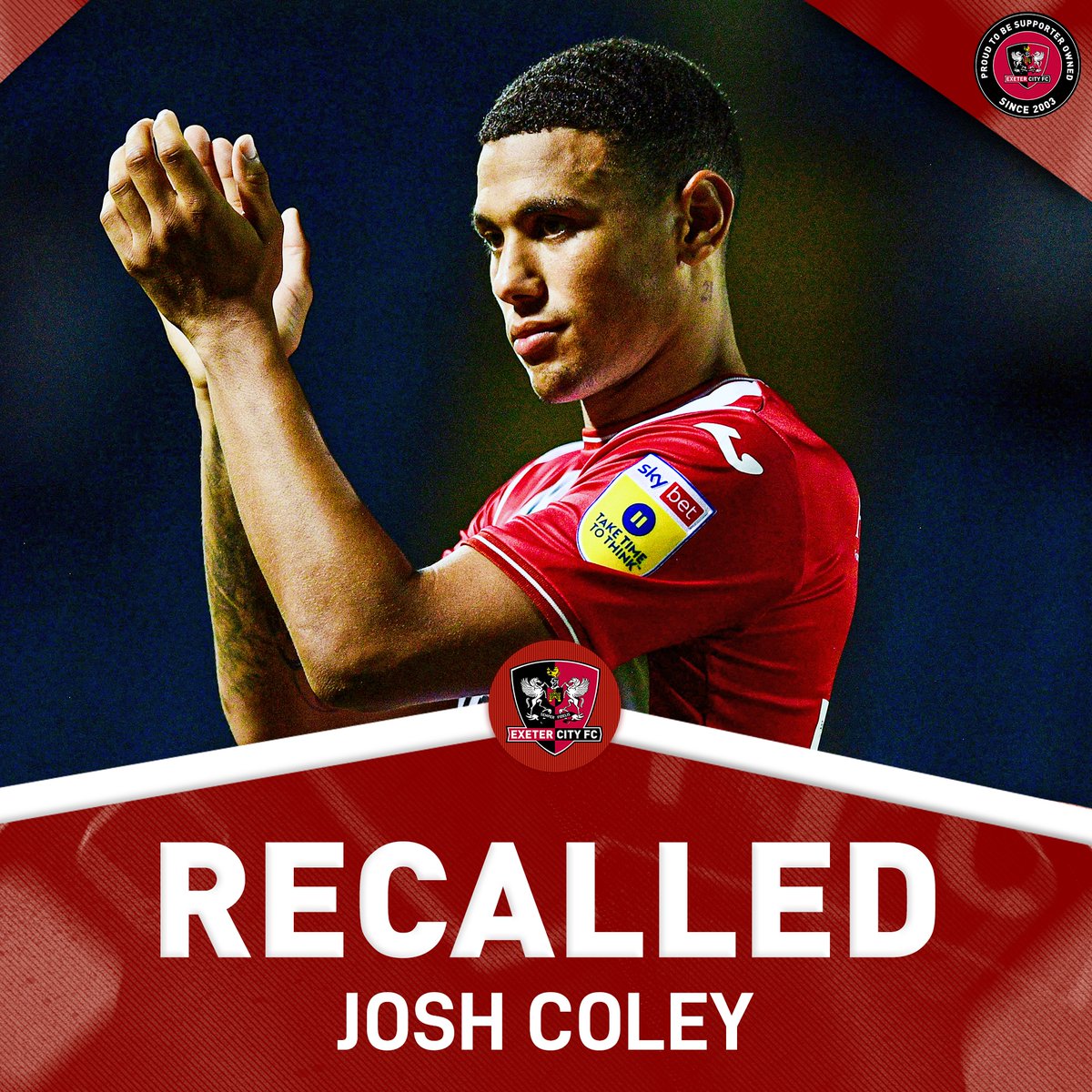 Exeter City FC (@officialecfc) on Twitter photo ✍️ Welcome back, <a href="/_JMColey/">Josh Coley</a> 👋
We can confirm that Josh Coley has been recalled from his loan at <a href="/HarrogateTown/">Harrogate Town AFC</a> 🤝
#ECFC #OneGrecianGoal ✍️ Welcome back, <a href="/_JMColey/">Josh Coley</a> 👋
We can confirm that Josh Coley has been recalled from his loan at <a href="/HarrogateTown/">Harrogate Town AFC</a> 🤝
#ECFC #OneGrecianGoal