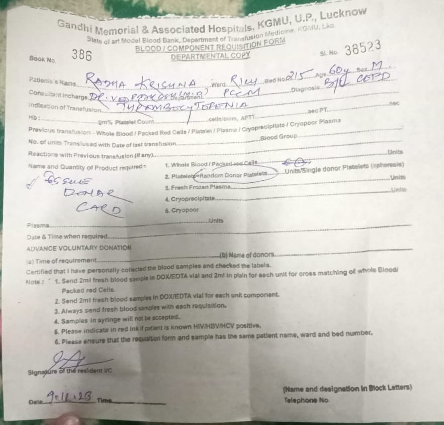 digvijay00007's tweet image. Please help 🙏 @brand_shweta
 Patient name: Radhakrishna
Age:60 y
Blood Group: O+ve Problem: Platlet Down
Unit required: 4unit
Hospital:KGMU Lucknow
Attendent : Manish
Contact:8874007990