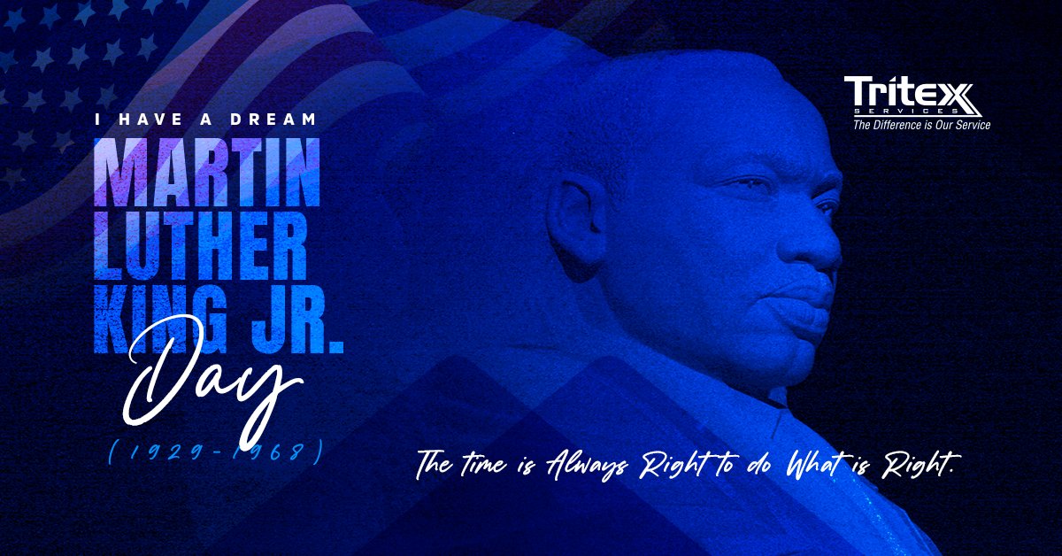 TritexServices's tweet photo. Happy #MartinLutherKingJrDay from Tritex! https://t.co/ewkGxmx8w8