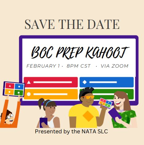 Taking the BOC this year or wanting to test your athletic training knowledge? The SLC is hosting a BOC Prep Kahoot competition on February 1st @ 8:00pm CST via zoom. Stay tuned for the registration link! <a href="/NATA1950/">NATA</a>