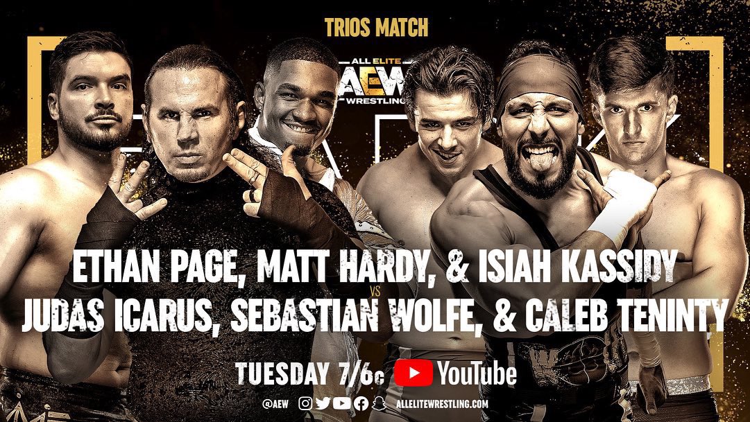 lionsgatedojo's tweet photo. Check out @AEW Dark tonight featuring a number of @lionsgatedojo wrestlers! Congratulations to @proTWilliams @thejudasicarus @SebWolfePRO @VorosTwins! https://t.co/i98pKDJDzK