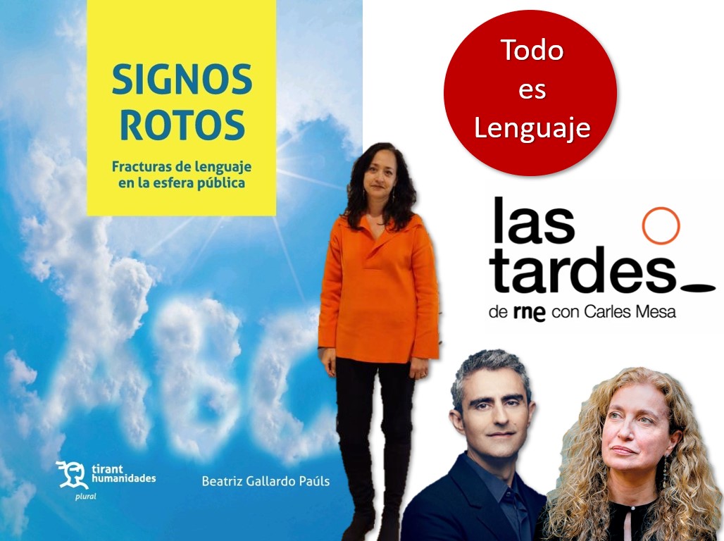 ¿Por qué la #ViolenciaComunicativa se ha apoderado de la escena pública? 

una conversación con <a href="/BeatrizGallardo/">Beatriz GallardoPaúls</a> catedrática de Lingüística de la U. Valencia y autora de "Signos Rotos" <a href="/Tirant_ESP/">Tirant España</a> 

Entramos en directo a las 18:40 
#TodoEsLenguaje <a href="/LasTardesDeRNE/">Las tardes de RNE</a>