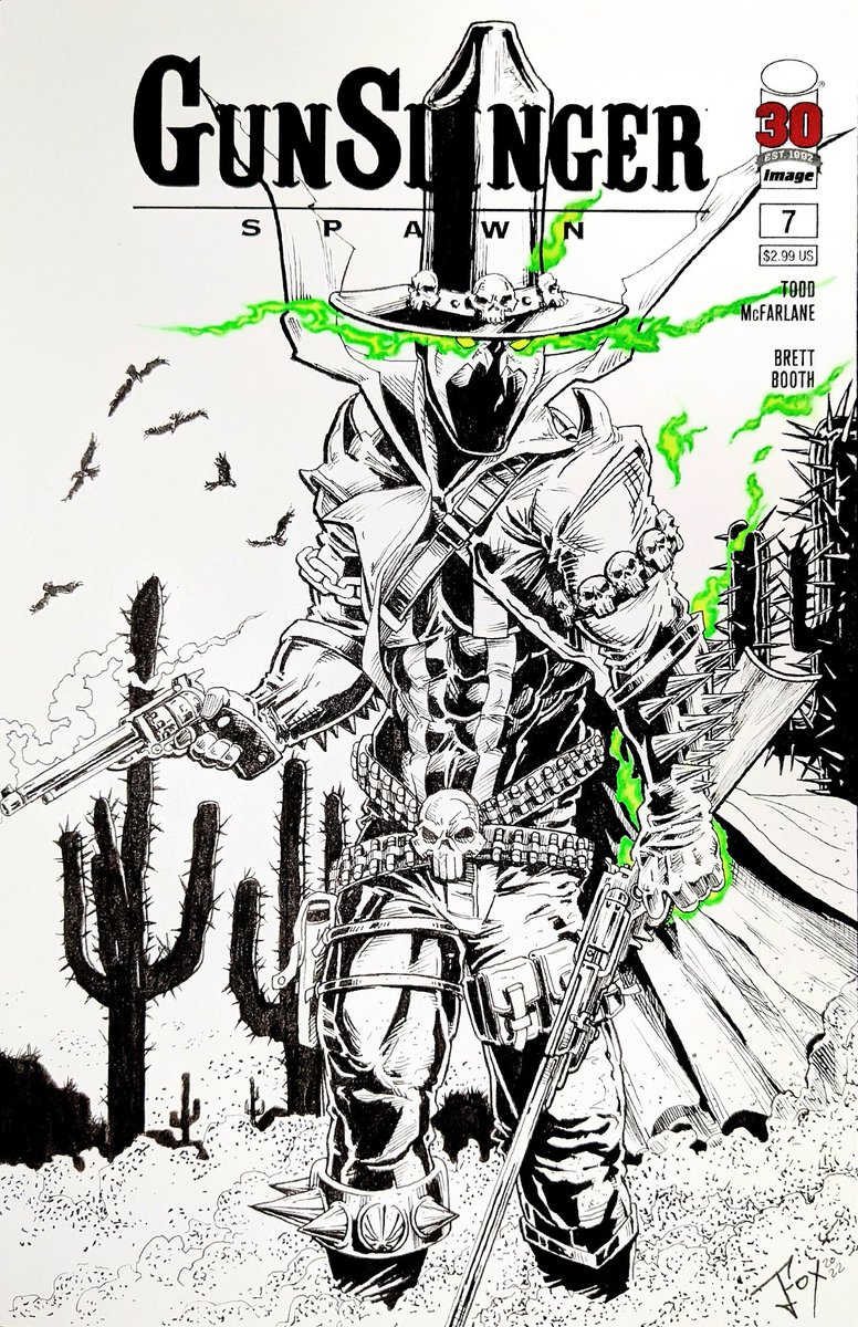 FoxLayng's tweet photo. My inked #sketchcover on @Todd_McFarlane #GunslingerSpawn #blankcomic and digital colours added after in #CLIPSTUDIO https://t.co/HKDQa5UhQQ