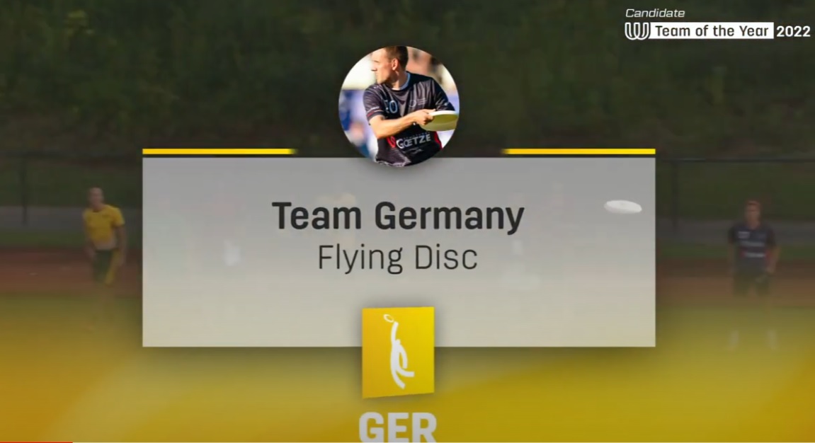 Team Flying Disc Deutschland ist nominiert
als World Games Team of the Year. Täglich für das DFV-Team voten unter theworldgames.org