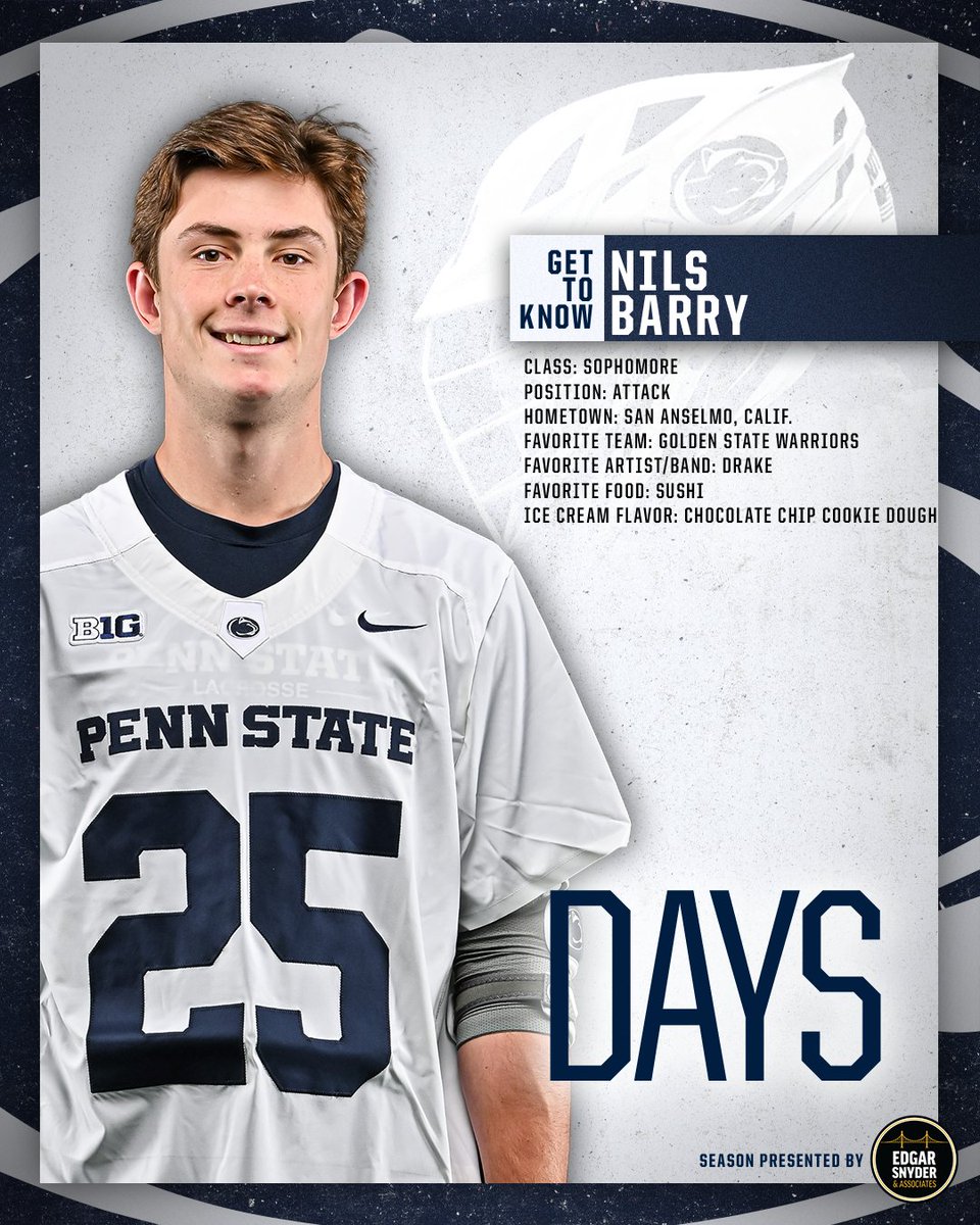 PennStateMLAX's tweet photo. Get to know no. 25 Nils Barry! Big fan of the @warriors. 

#WeAre ⚪🔵 https://t.co/TTxlgDC1qP