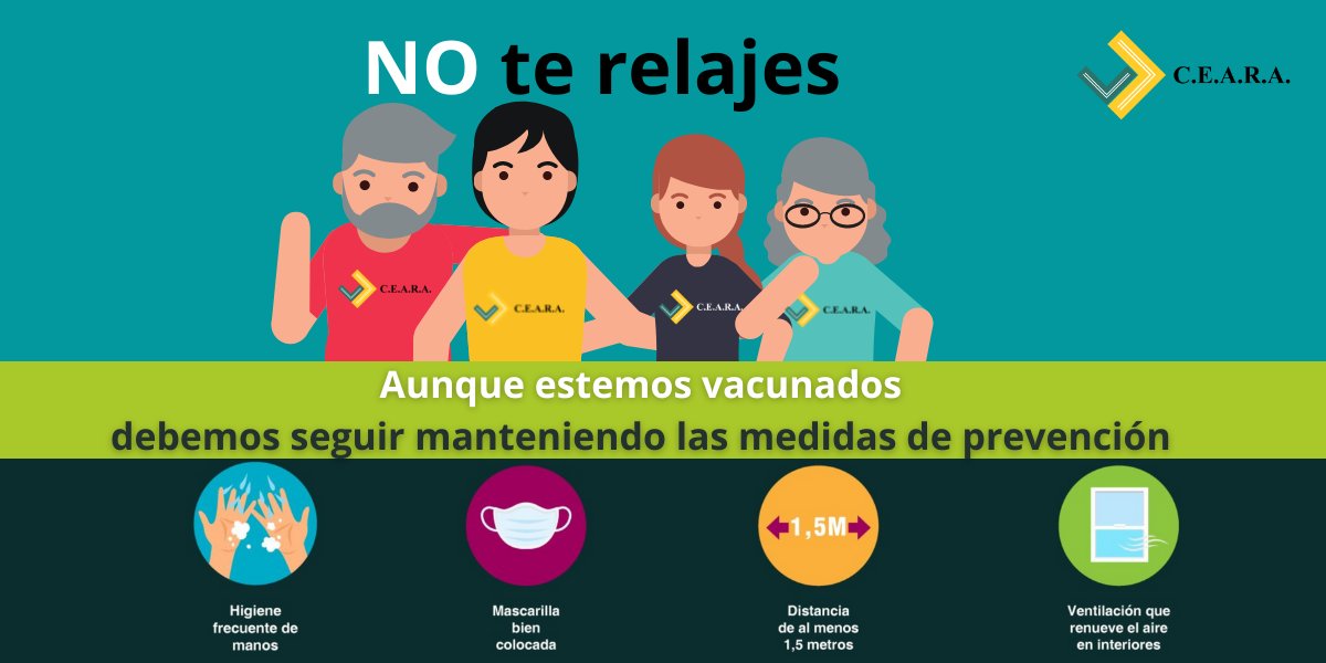 CEARARemises's tweet photo. Aunque te hayas vacunado, no te relajes.
 El virus sigue ahí y debemos seguir manteniendo las medidas de prevención.

Facebook https://t.co/2Ju9omh6FY
INSTA https://t.co/1qZwUFyUwg
Twitter https://t.co/71PYo6z9O9

 #prevención #salud #obrasocial #coronavirus https://t.co/WGdmYXv8Jh