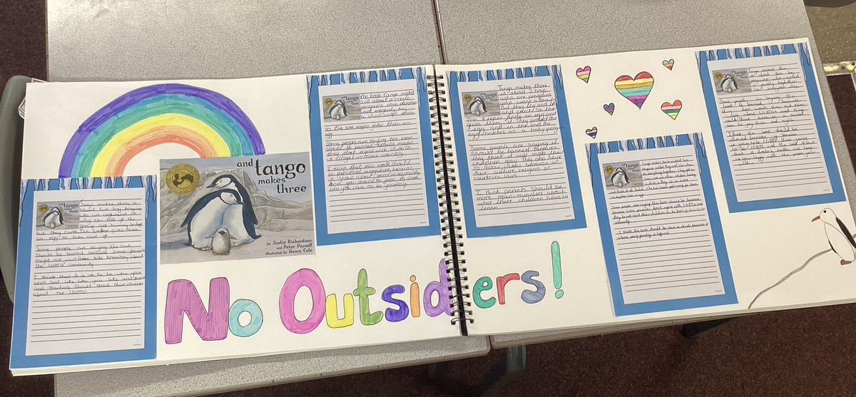 This morning we were joined by @moffat_andrew for a #Nooutsiders workshop. We talked about the importance of treating everybody equally and discussed the book ‘A Tango makes three’, which is about two male penguins, who long for their own chick. #Everyoneiswelcome 🌈