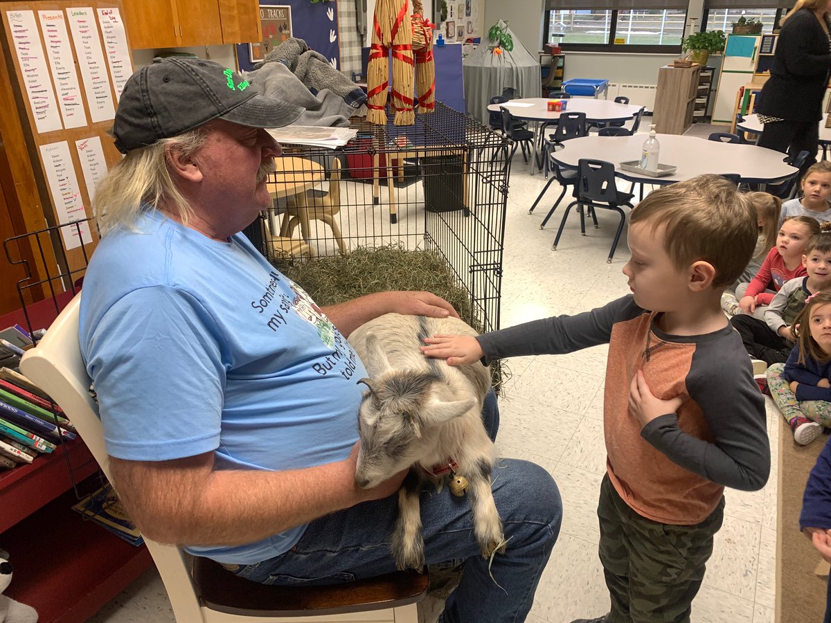 WindomElem's tweet photo. Kids these days…Mr. Morton@visiting kindergarten and PreK students. 🐐 https://t.co/cb96bFBbl6