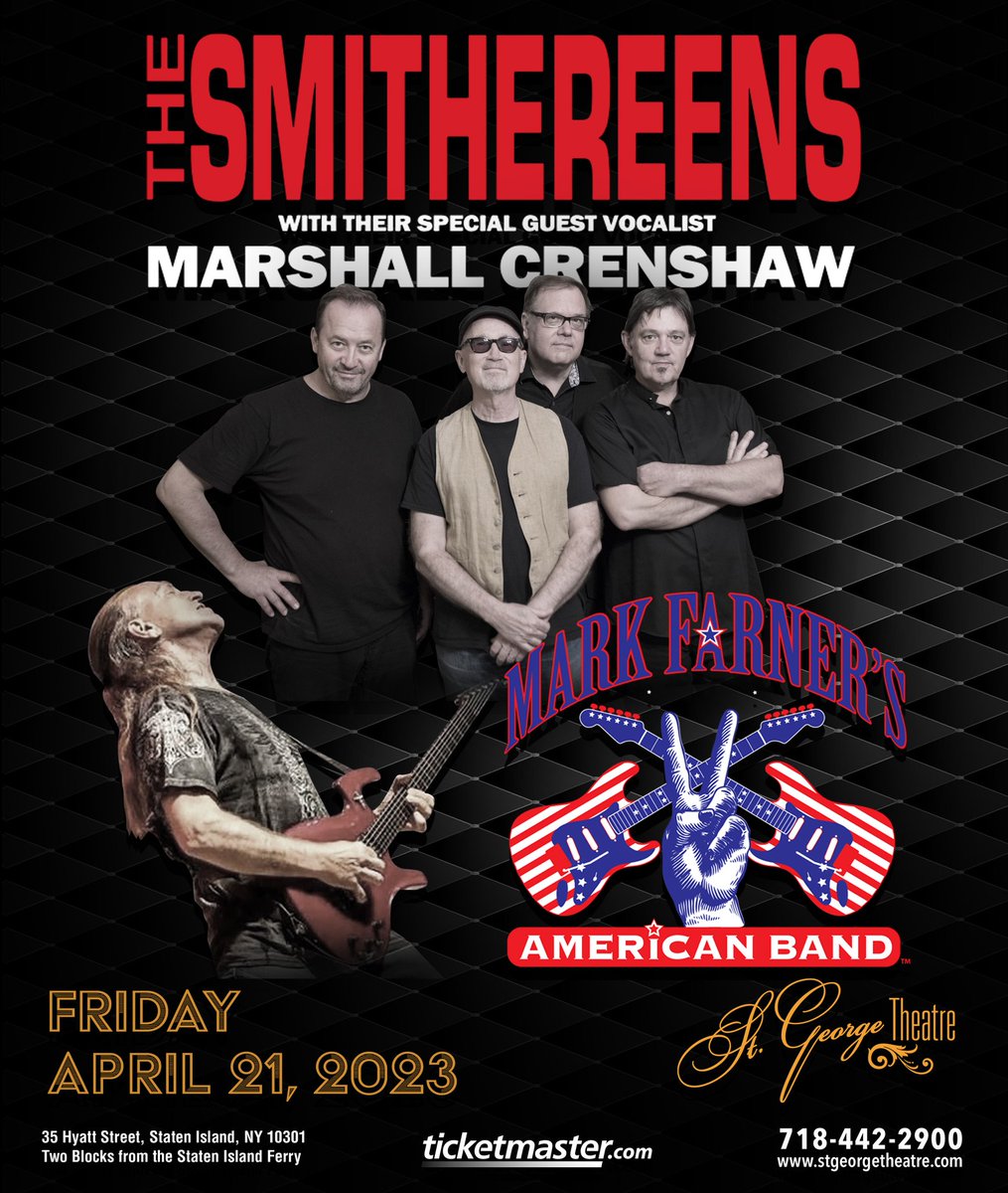 Mark Farner OFFICIAL (@realmarkfarner) on Twitter photo New gig to announce!
4.21.23 <a href="/StGeorgeTheatre/">St. George Theatre</a> #statenisland #NY
w/ <a href="/SmithereensHQ/">Smithereens Official Band Page</a> + <a href="/mcrenshaw/">Marshall Crenshaw</a>
🎫🎫 ➡️ tinyurl.com/mjpbh8j3 New gig to announce!
4.21.23 <a href="/StGeorgeTheatre/">St. George Theatre</a> #statenisland #NY
w/ <a href="/SmithereensHQ/">Smithereens Official Band Page</a> + <a href="/mcrenshaw/">Marshall Crenshaw</a>
🎫🎫 ➡️ tinyurl.com/mjpbh8j3