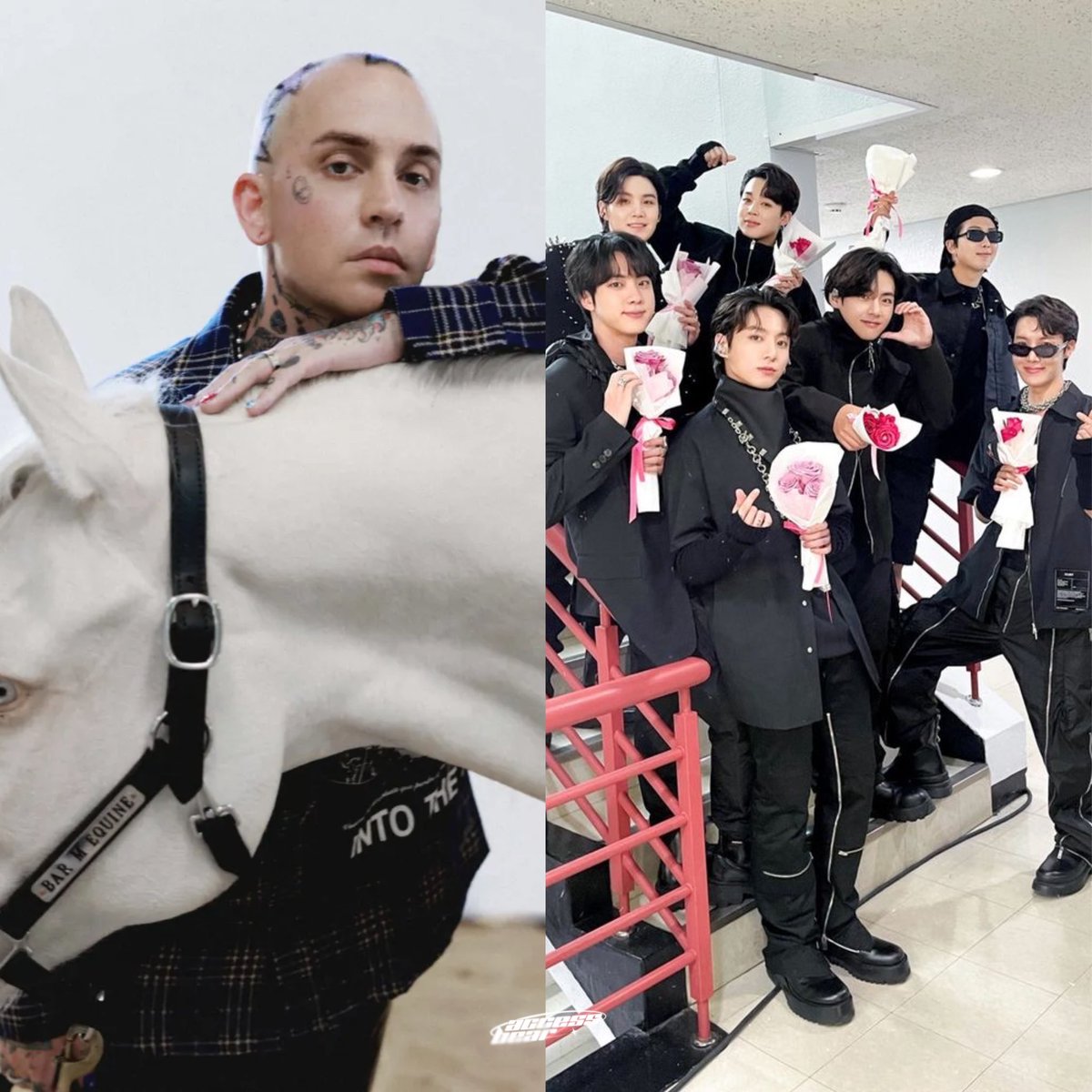 accessbear's tweet image. “I hope to get with BTS before they go off to the army! I really hope I can, Jung Kook: I love you.” 

— blackbear for @fault_magazine’s interview when asked which artists he would like to collaborate with. 🥹