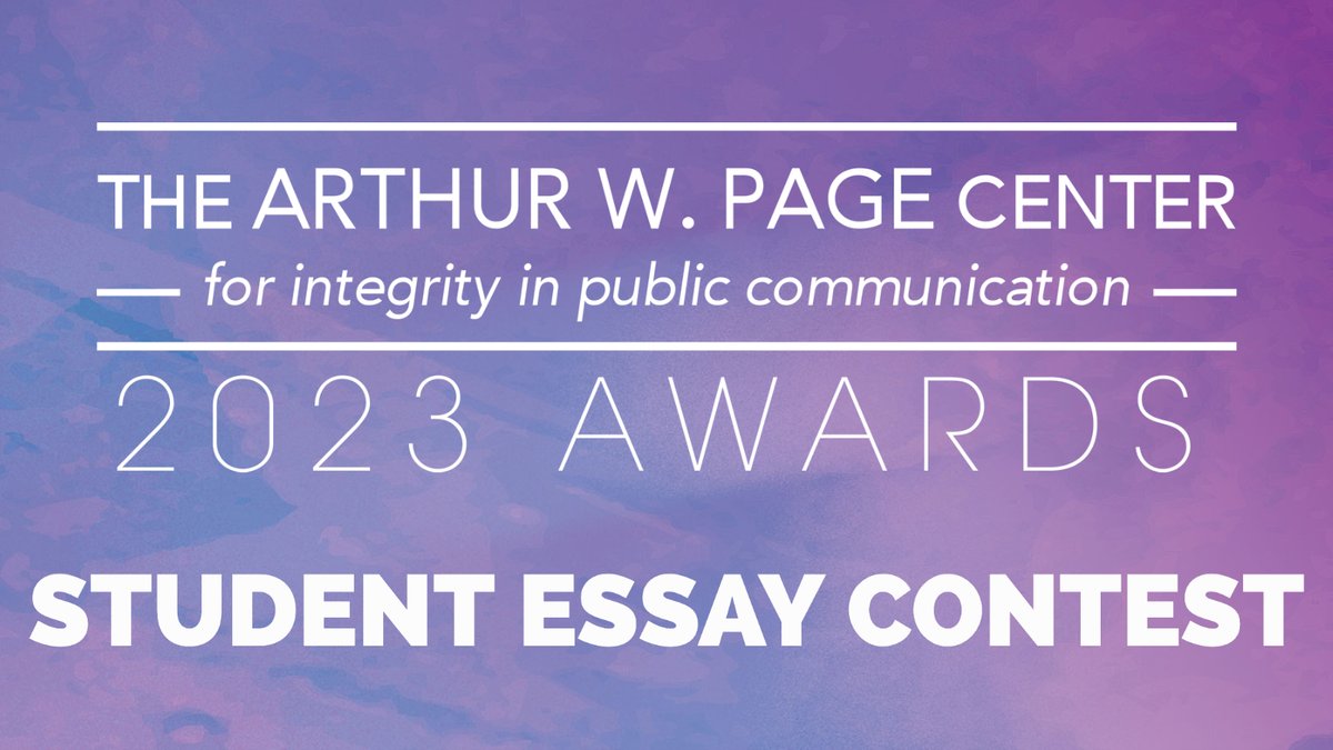 Super opportunity for students to write and reflect about #integrity — Our first #PageCenterAwards Student Essay Contest: bellisario.psu.edu/page-center/ev…