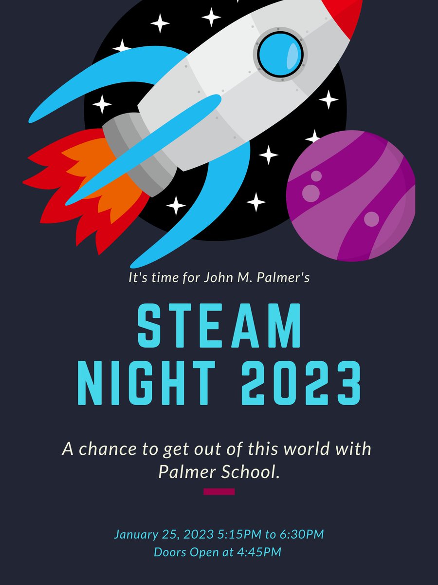 STEAM Night has returned to Palmer! Be there for all the fun and adventure! January 25 at 5:15pm. @cpsSTEM @cs4allcps @CPS_Arts @ChiPubSchools