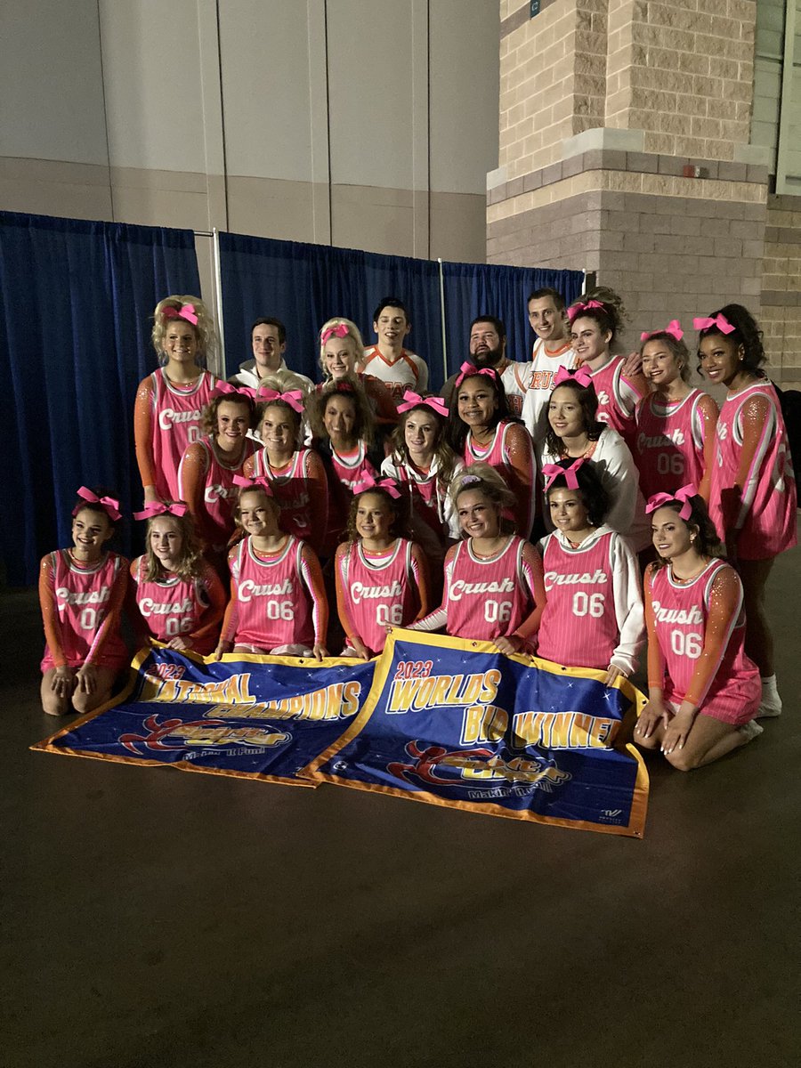 MaggiWysocki's tweet photo. UMAS Crush is going to the Cheerleading Worlds in April!!  So proud of our #elitetumbler.  Can’t wait to watch what this team does the remaining of this season.  Ashley’s first time to Worlds 😁 https://t.co/Jf8exYMY7n