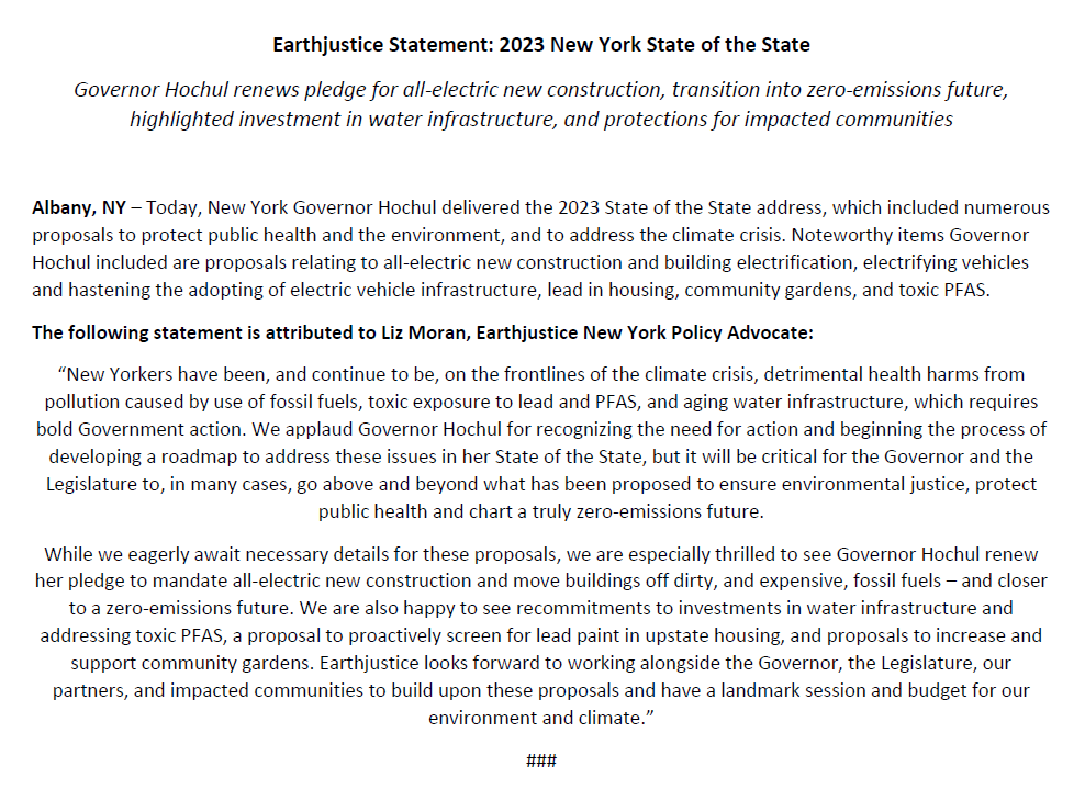 LizAGMoran's tweet photo. 🚨Statement out f/@Earthjustice on #NYSOTS! Summary: solid beginnings, but many opportunities for us to go bolder! New Yorkers need an ambitious budget and legislative session to address the climate crisis🧵 https://t.co/gUKgELe3W3