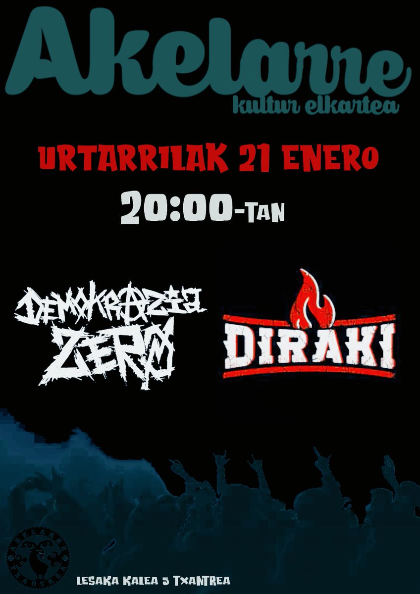 15. urteurrena: kontzertu berezia ⚠️⚠️ ⚠️
Este año se cumplen 15 desde nuestro primer concierto. Para celebrarlo, el próximo sábado 21 DE ENERO daremos este concierto ÚNICO en el AKELARRE de la Txantrea. Anima zaitezte!!!