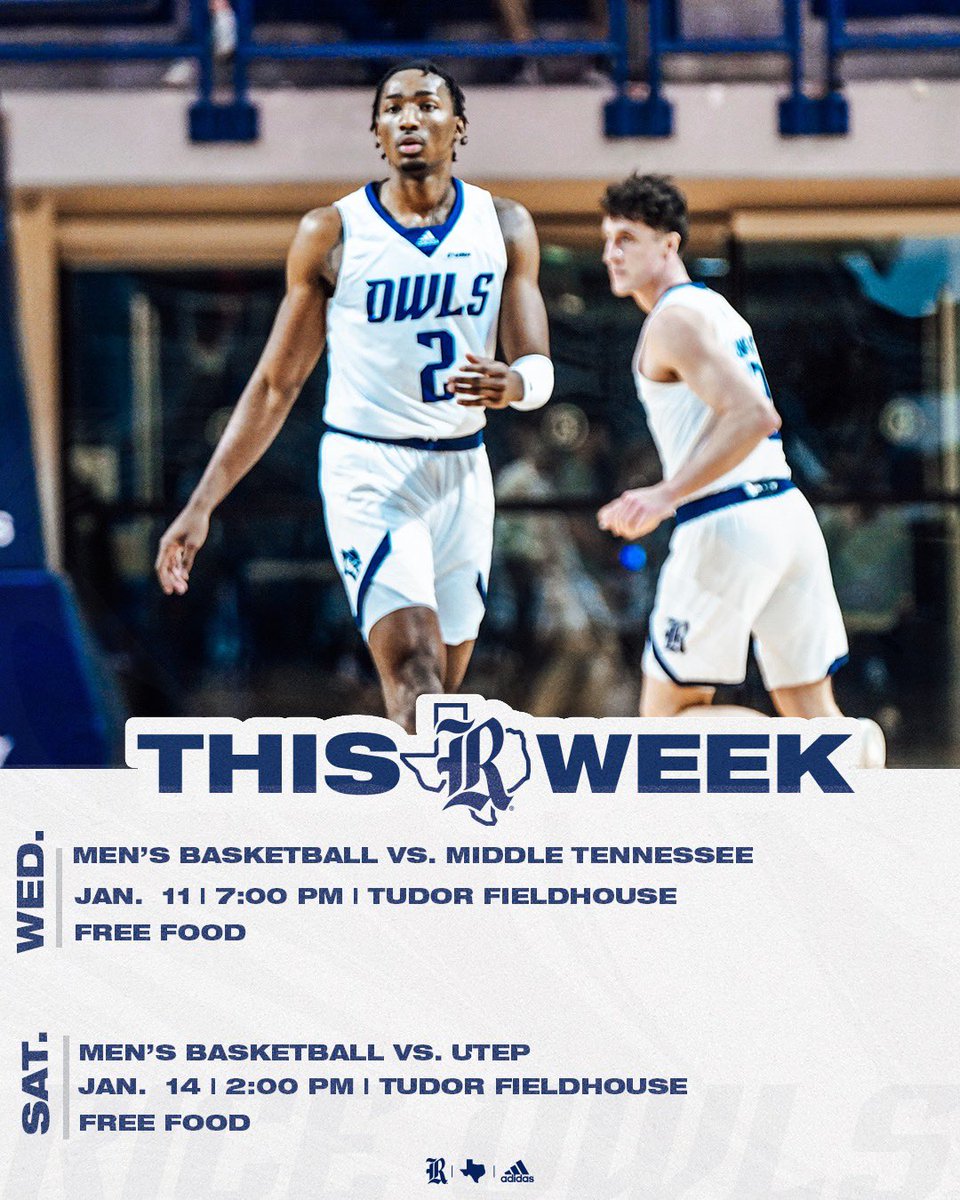 🚨Mens Basketball has TWO home games this week with FREE FOOD🚨 What better way to spend your Sylly week free time with basketball and food ‼️‼️‼️ #GoOwls x #RFND