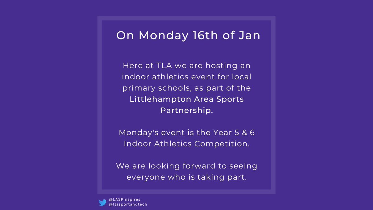 The LASP indoor athletics finals are just around the corner, we can’t wait to welcome the Y 5/6 athletes to TLA for what is sure to be an action packed event. <a href="/S_A_Sport/">SOUTHERN AREA SPORT</a>