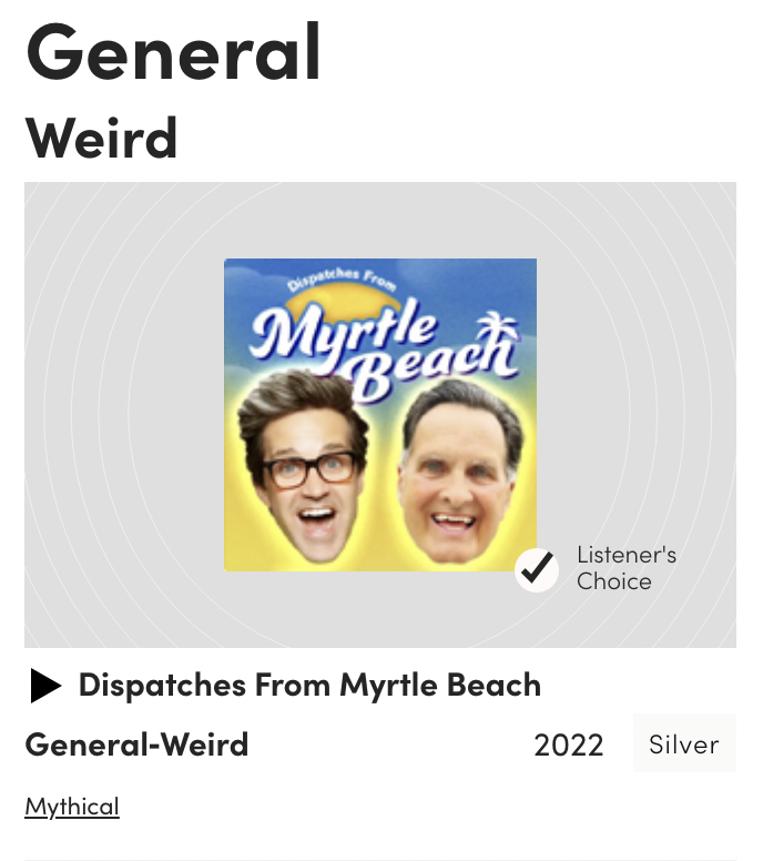 Mythical's tweet photo. Congrats to both Dispatches From Myrtle Beach & Best Friends Back, Alright! for winning Viewer's Choice & Silver @SignalAwards! ❤️ https://t.co/TrRcIn9oOv