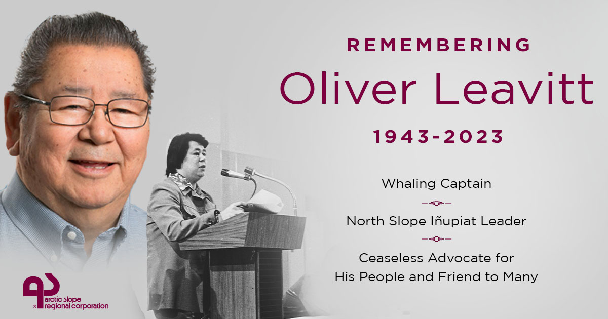 ASRC_AK's tweet photo. Dr. Oliver Aveogan Leavitt inspired all of us on the North Slope. His devotion to our state and region was critical to the formation of ASRC and the North Slope Borough – and his contributions are immeasurable. We mourn his loss and honor his legacy. 

https://t.co/pSzj1LK3KZ https://t.co/1zAyKwbl0K