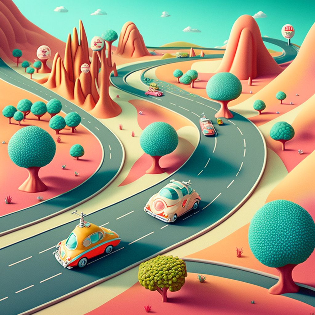 Tiny Cars 

opensea.io/assets/ethereu…

#tinycars #rainbow #roads #highway #rainbowroad #colorfuljourney #fantasticalhighway #vibrantpathway #technicolordreamscape #aiart #midjourney