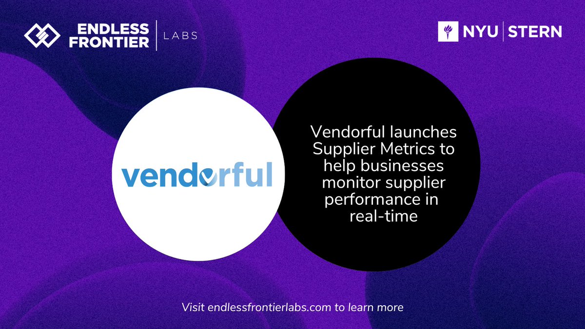 Vendorful (EFL Deep Tech, ’21) announces the launch of Supplier Metrics, which provides real-time quantitative supplier performance insights and updates.

Vendorful provides e-Sourcing and Vendor Lifecycle Management solutions.

Learn more: buff.ly/3WZCJiR
