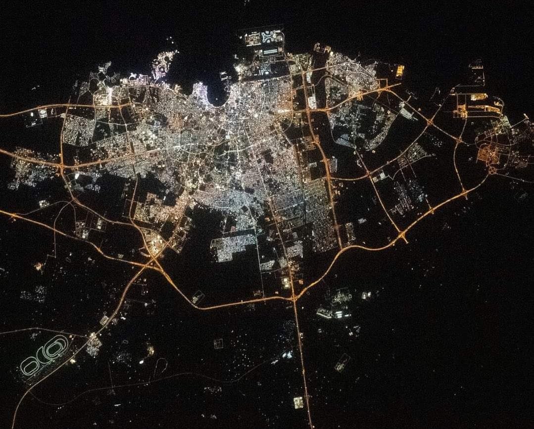 Nasa Johnson space 
official picture of Doha city , Qatar
#قطر_البحرين
#Doha 
#qatarworldcup #QatarAirways #حساب_المواطن #Pathaan #NASAlies #nasabet #NASA