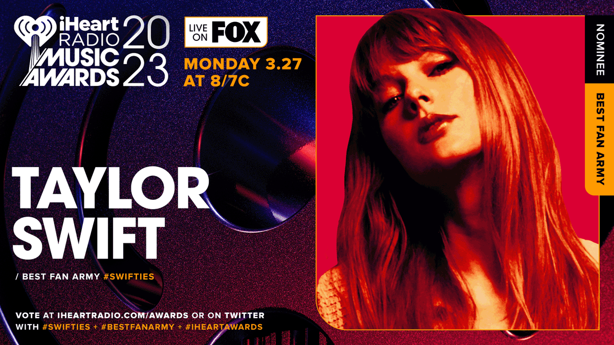 iHeartRadio's tweet photo. ❤️ @taylorswift13 ❤️

Vote using these hashtags: #Swifties #BestFanArmy #iHeartAwards

And vote on: https://t.co/aPueslpaIw https://t.co/aNJQCSjzo9