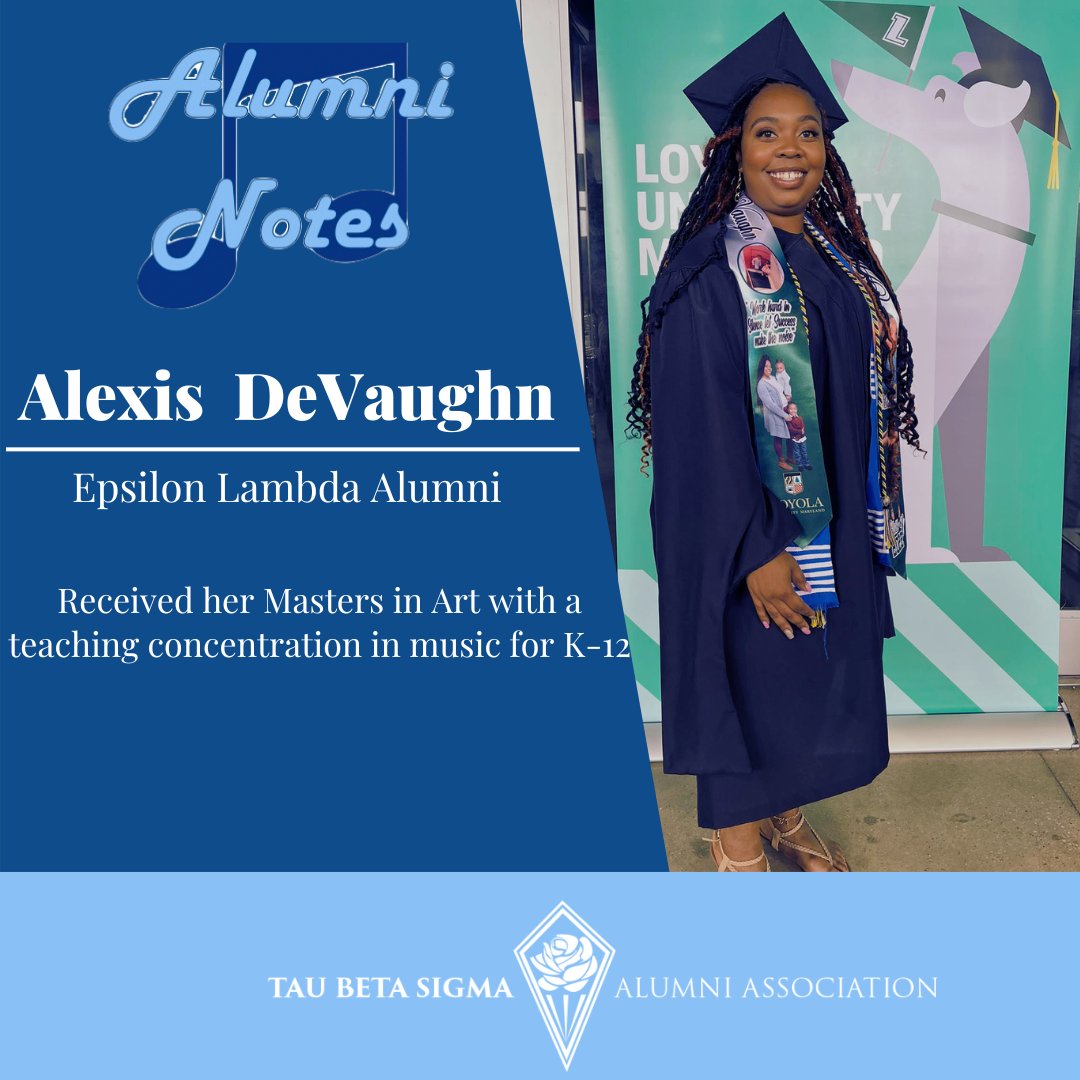tbsaa's tweet photo. TBSAA would love to congratulate Aleix DeVaughn for receiving her Masters in Art with a teaching concentration in music for K-12! #alumninotes #4gr8reducation #gradschool https://t.co/25T9uMOpCj