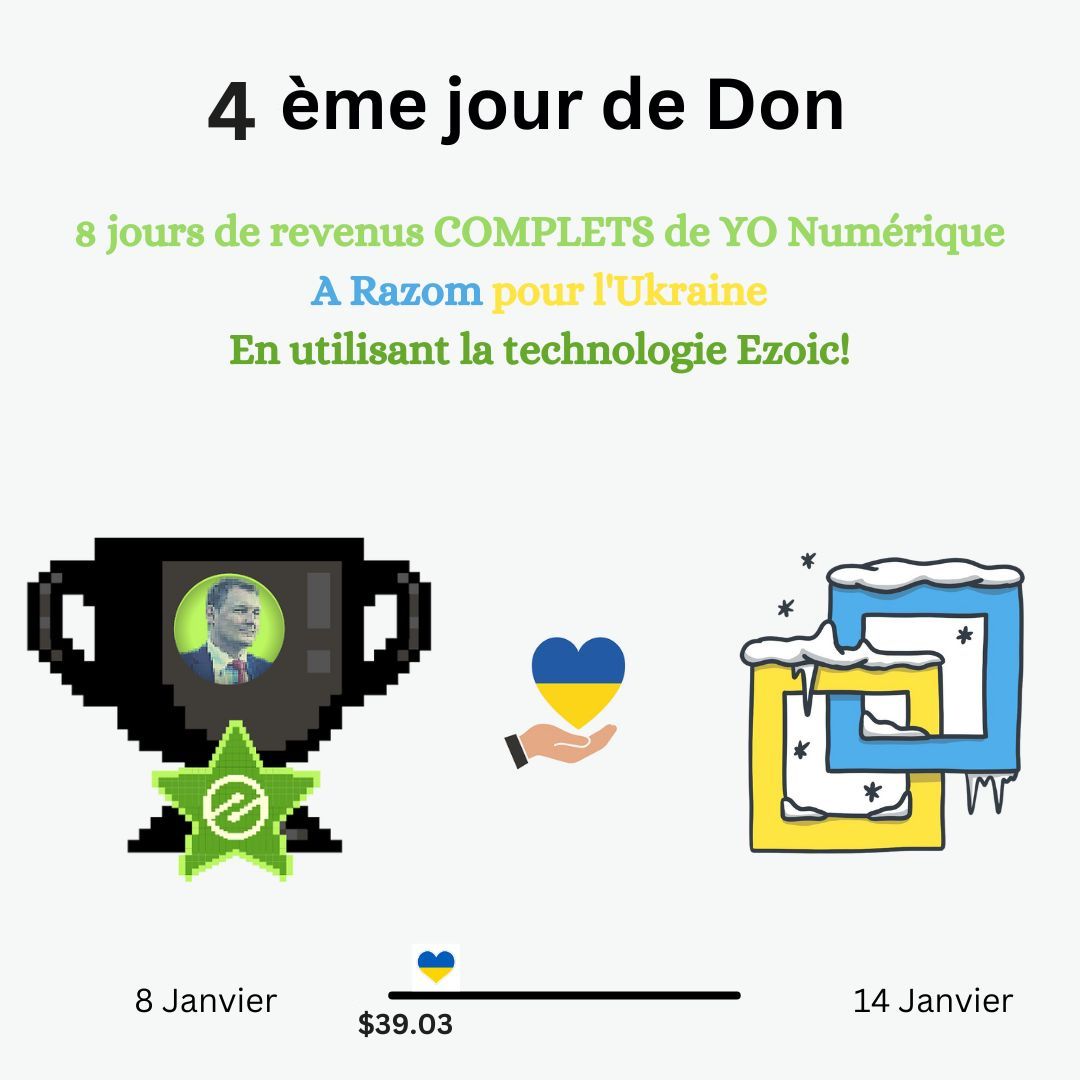 yonumerique's tweet photo. 4ème jour de Don ! Les revenus passifs complets pendant 8 jours 💰 de YB Digital, du Noël orthodoxe 🎄 au Nouvel An 🎉 à @razomforukraine, en utilisant la technologie innovante d' @ezoic 🤖
#donation #donationpourlukraine #revenupublicitaire #revenuspassifs #editeurweb https://t.co/iTTmR2UfJU