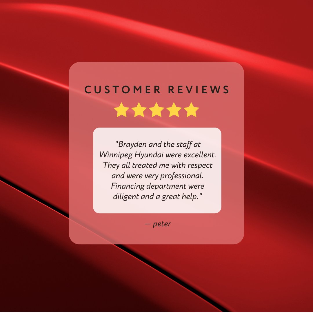 wpghyundai's tweet photo. Thank you Peter for this 5-star review! We're glad you had an excellent experience purchasing your vehicle from Winnipeg Hyundai!

Visit us today to see why everyone that buys from us says, "I love my car!" https://t.co/LcHz8vSu5f