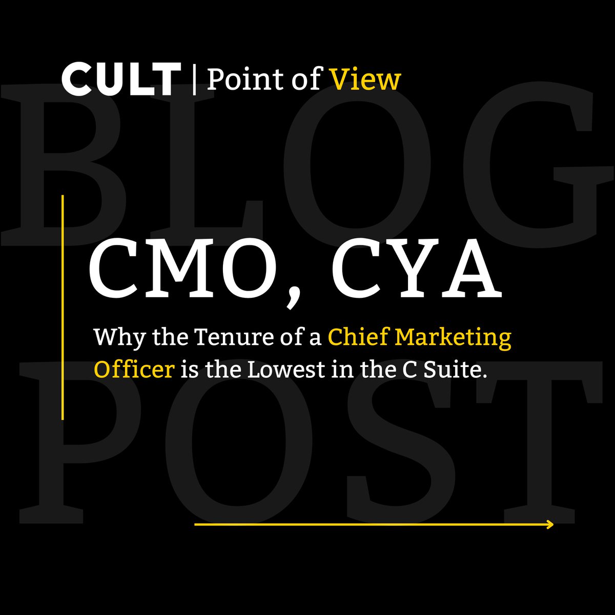 Do you know what the average tenure of a #CMO is? It's about three and a half years. It is the lowest in the #CSuite and is dropping lower annually.

So why is that?

Check out our recent article to find out 👉 bit.ly/3FdBqGK

#Cultideas #CX #Customerexperience