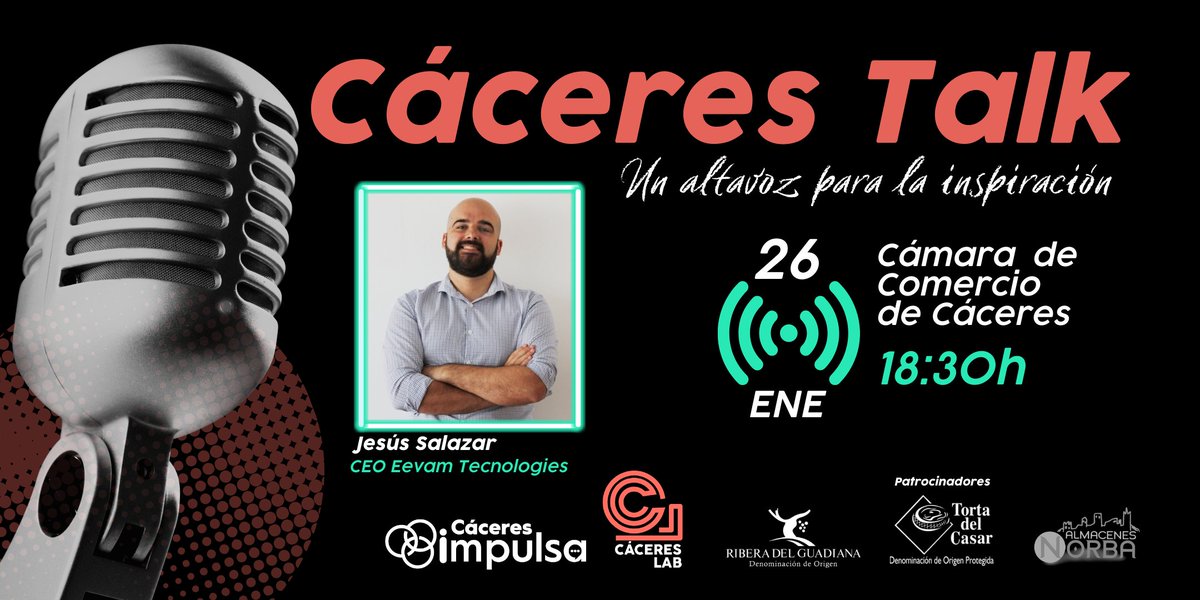 DipImpulsa's tweet photo. 🚀 ¡Cáceres Talk celebra el 26 DE ENERO (18:30) su 2ª reunión con @EEVAM_Tech como #empresa invitada! 🙌 ¡Es tu oportunidad para crear nuevos lazos con negocios y #emprendedores que, como tú, buscan CRECER! 🤩

🍡 Se ofrecerá un cóctel a los asistentes

✍ https://t.co/KDe5aqGE9Z https://t.co/CQ939KiZeV