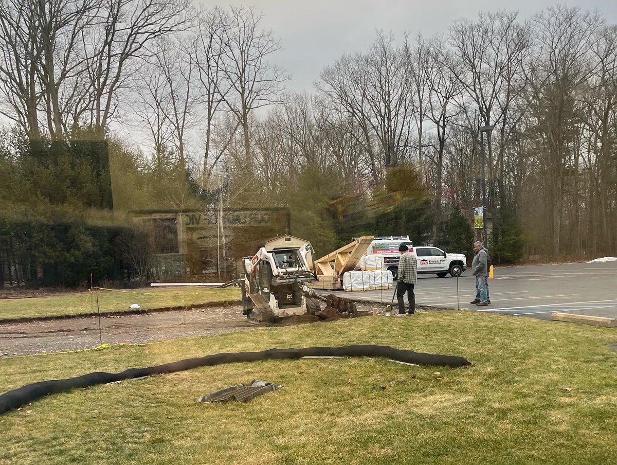 olvpoconos's tweet photo. Guess what construction project began at OLV today. If you said, “Pavilion,” you are correct. #Catholic #parishlife #construction https://t.co/lSLxCuQwAv