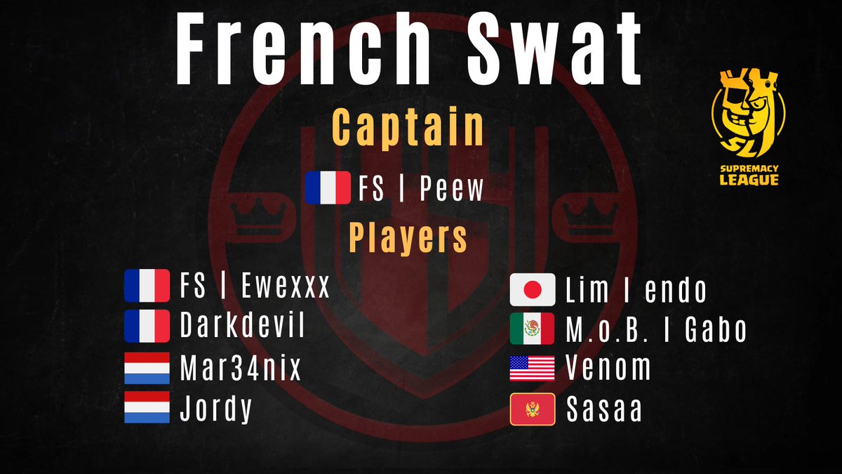 🔥ROSTER SUPREMACY🔥

You were waiting for it ! 
Here is our Roster for <a href="/CR_Supremacy/">Supremacy League</a> 🙌🏻

Can't wait for the first game! ✨

#FSWIN ⚔️