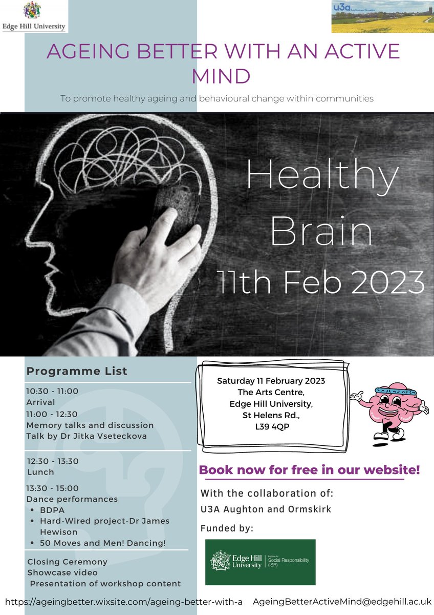 better_ageing's tweet photo. We are very excited to launch our Showcase on the 11 Feb. Be our guest and enjoy the interesting talks, performances, and discussions about the Ageing Better project! @TseDorothyLab @nicola_vr  @u3a_UK @EdgeHill_Psych @DorothyBett @CristiVarelaC @marchantdave @JitkaVseteckova https://t.co/v6dBh8rn7F
