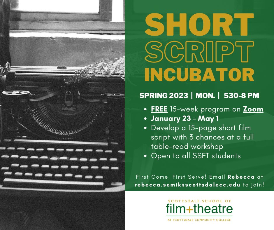 SSFTatSCC's tweet photo. Short Script Incubator for Spring 2023 https://t.co/mf3iUfn9oc
