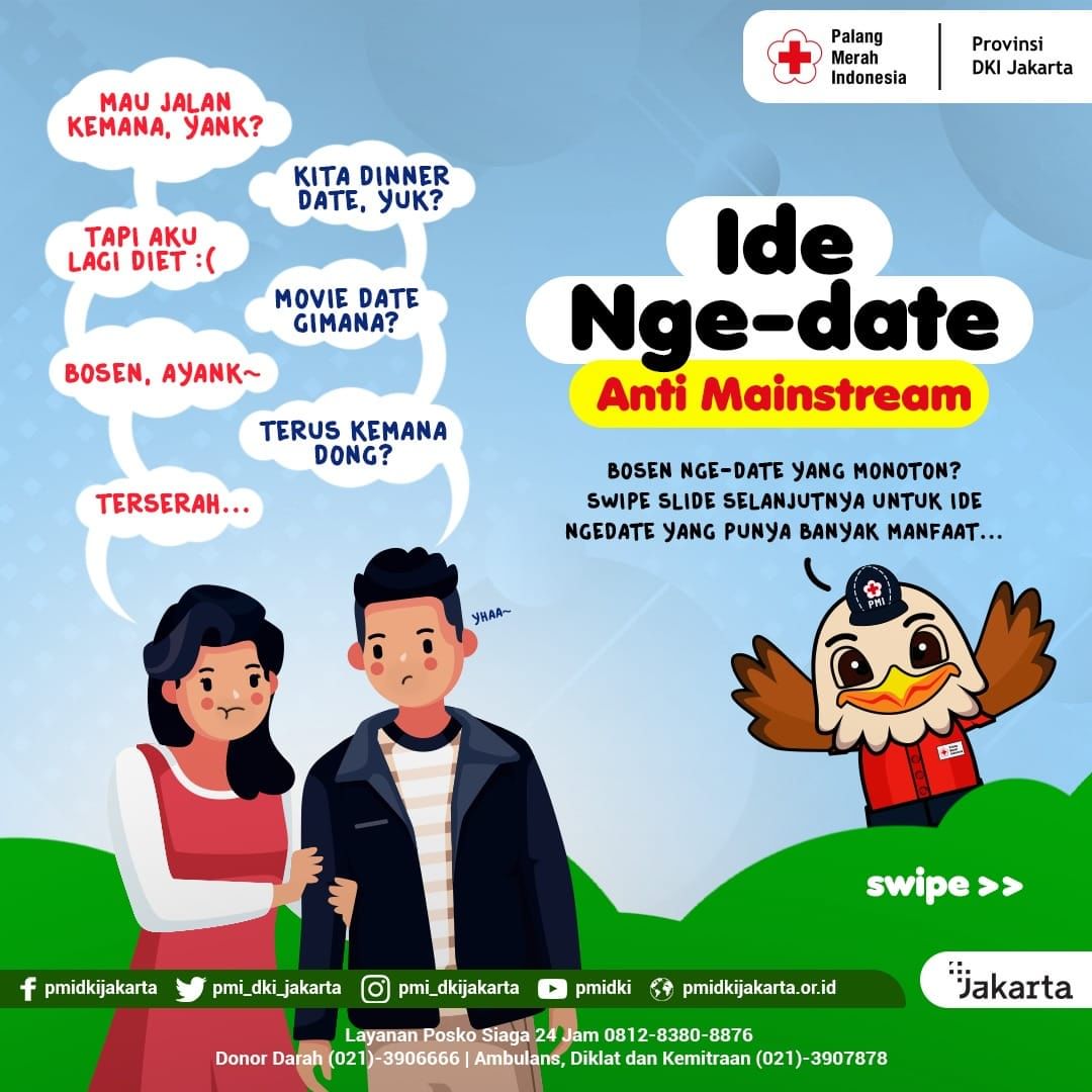 dondar_jakarta's tweet image. Mana nih #sobatPMI yang lagi bingung pilih tempat ngedate bareng si doi? 😏
Sini sini, biar Sanda bantu biar kamu punya ide ngedate yang anti mainstream plus punya segudang manfaat 🤩

#couple #dating #donordarahjakarta #pmisiap #pmiselalubantu