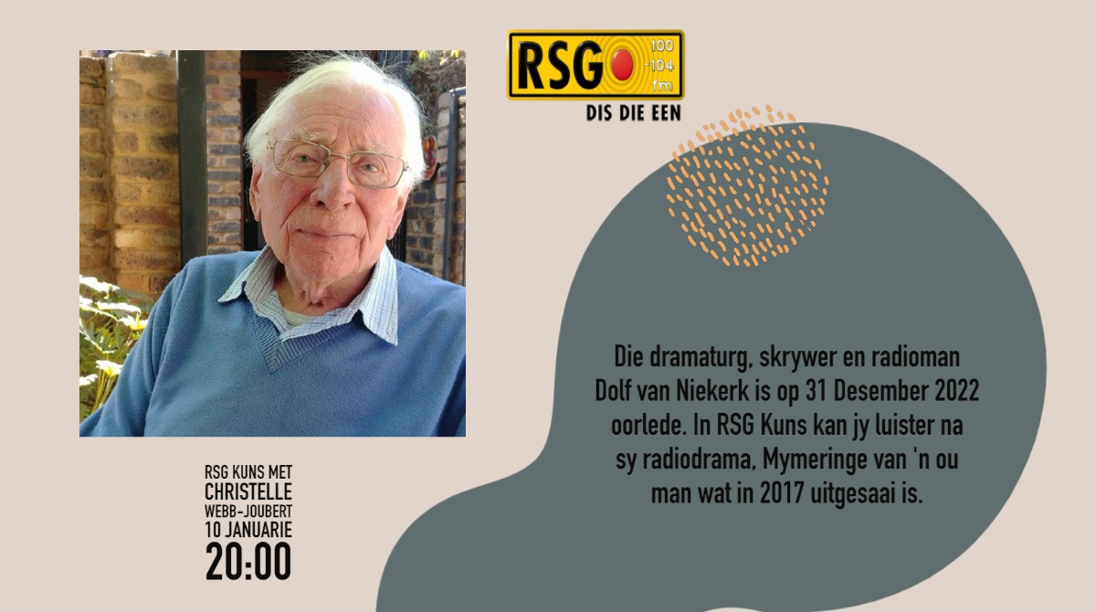 Renske Jacobs (@rsgjacobs) on Twitter photo Luister vanaand om 20:00 in RSG Kuns na wyle Dolf van Niekerk se “Mymeringe van ‘n Ou man” met regie deur <a href="/cwjrsg/">Christelle W Joubert</a> <a href="/zarsg/">RSG 100-104FM</a> #drama #radiodrama Luister vanaand om 20:00 in RSG Kuns na wyle Dolf van Niekerk se “Mymeringe van ‘n Ou man” met regie deur <a href="/cwjrsg/">Christelle W Joubert</a> <a href="/zarsg/">RSG 100-104FM</a> #drama #radiodrama