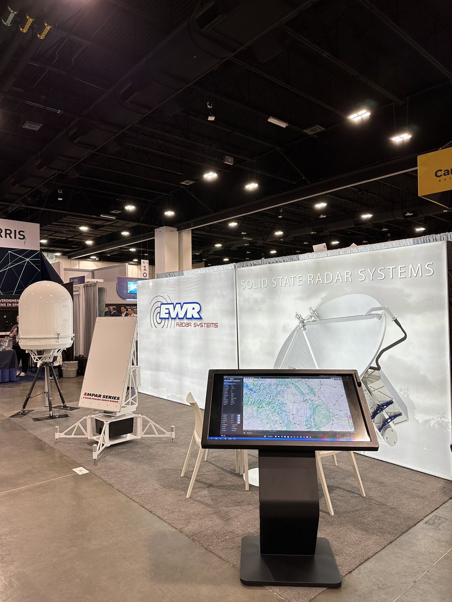 EWRRadarSystems's tweet photo. EWR is exhibiting at the annual American Meteorological Society meeting in Denver. Come visit us at booth 328 to learn about our complete line of industry-leading solid state weather radar systems. #AMS2023 @ametsoc https://t.co/mOEjsoYBJ0