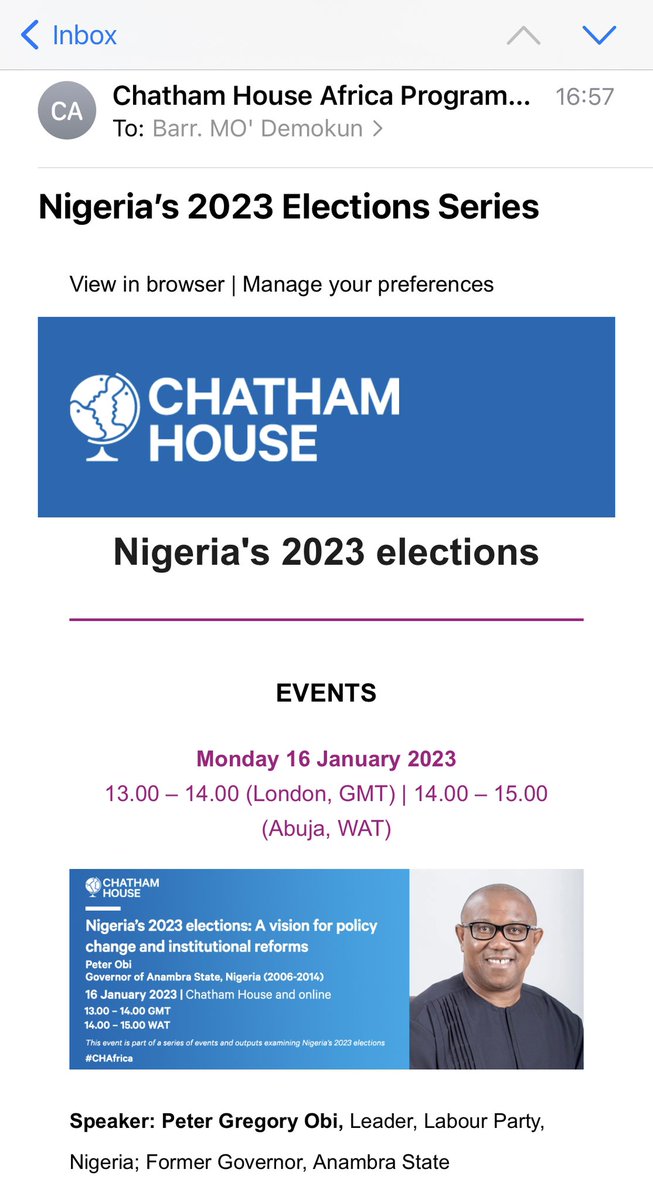 BLawlah's tweet photo. It’s going to be an interesting week…Countdown to next week @ChathamHouse @AfricaProg Nigerians will decide soon 🥁 🪘 🪘 💃🏾💃🏾🤩… Hopefully, the Chatham House “Nigeria’s 2023 Elections Series” will to enable citizens to clarify and crystallize their choices. #NigeriaDecides2023 https://t.co/4P9ufNybqI