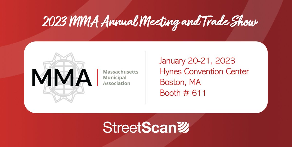 StreetScanInc's tweet photo. Are you heading to the 2023 MMA Annual Meeting &amp; Trade Show next week? Visit StreetScan's booth #611 to learn how we can help you drive a successful pavement management program based on up-to-date and accurate road condition analytics. #pavementmanagement #publicworks  #govtech https://t.co/eNEYquyvKK