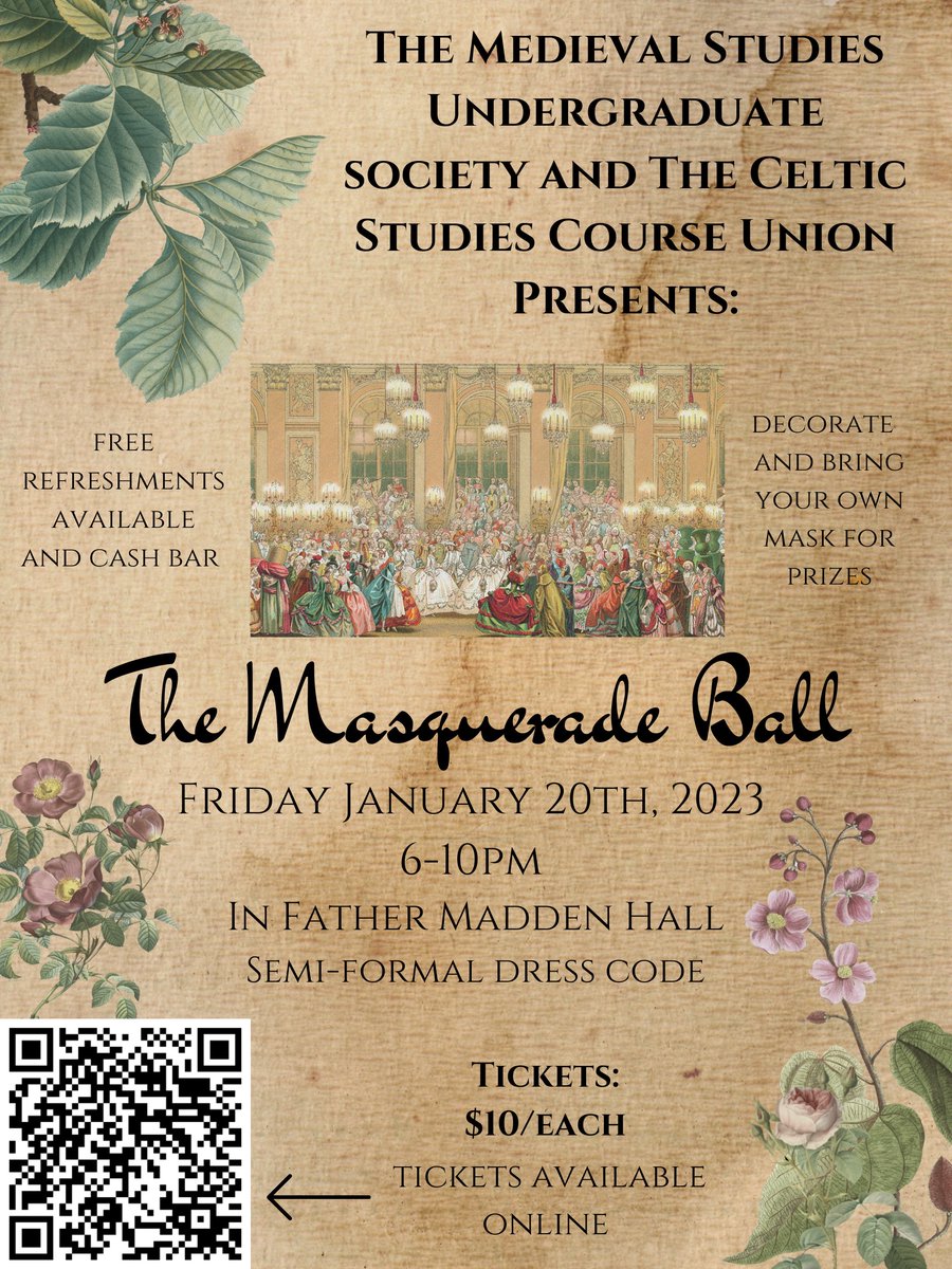 MedievalToronto's tweet photo. 🎭This time has finally come for the MSUS &amp; CSCU Masquerade Ball!🎭

Be sure to bring your T-Card for entry and government-issued ID and cash if you plan on drinking! 

Tickets are available for purchase through at https://t.co/yfFillcvQ3 ! https://t.co/h3aZ3V90ZS