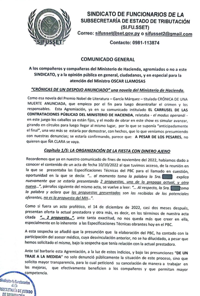 SetSindicato's tweet photo. Señor Ministro @OscarLlamosas , ¿qué está pasando con el llamado del Seguro Médico del MH?
Somos 2.300 funcionarios y familiares que dependemos de Usted. HAGA ALGO BUENO POR PRIMERA VEZ EN SU VIDA
@MaritoAbdo @OscarOrue @LaNacionPy @ABCDigital @UltimaHoracom @ABCCardinal @780AM https://t.co/AvyCBsE4MQ